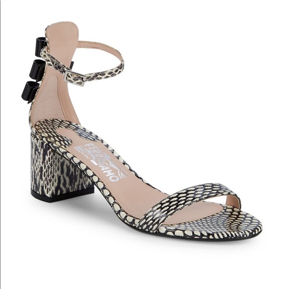 Salvatore Ferragamo Shoes - SALVATORE FERRAGAMO Snakeskin Block Heel Sandals